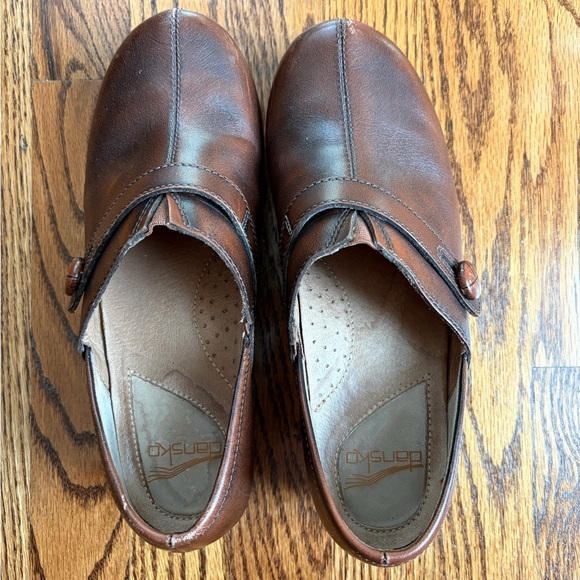 Dansko Solstice Brown Leather Split Toe Strap Clog Shoes - 39 (8.5-9) - Picture 2 of 7